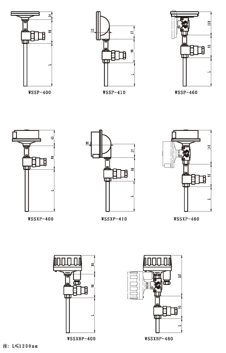 WSSX工業(yè)雙金屬溫度計（一體化型無固定裝置）_http://m.jscshy.cn_雙金屬溫度計_第3張